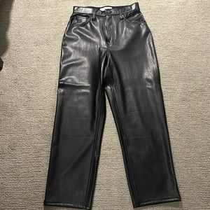 Abercrombie Ankle Straight Ultra High Rise Leather Pants